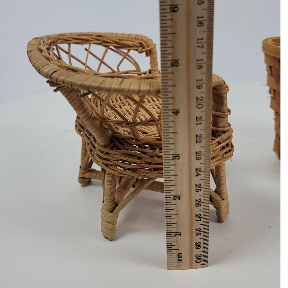 Vintage Miniature Wicker Basket Set 3pc Loveseat Star Wall Basket Watering Can